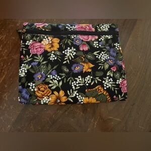 Floral Black Zippered Pouch